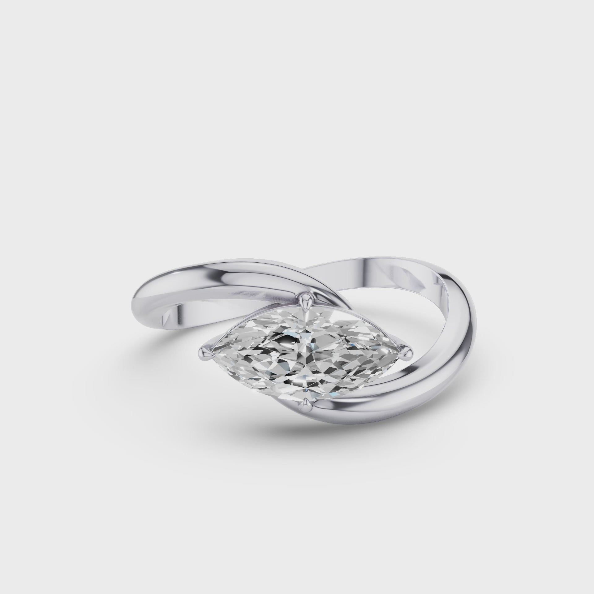 Marquise Shaped Lab Grown Diamond Criss Cross Engagement Ring