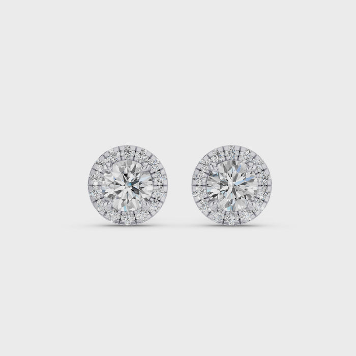Round Diamond Halo Stud Earrings