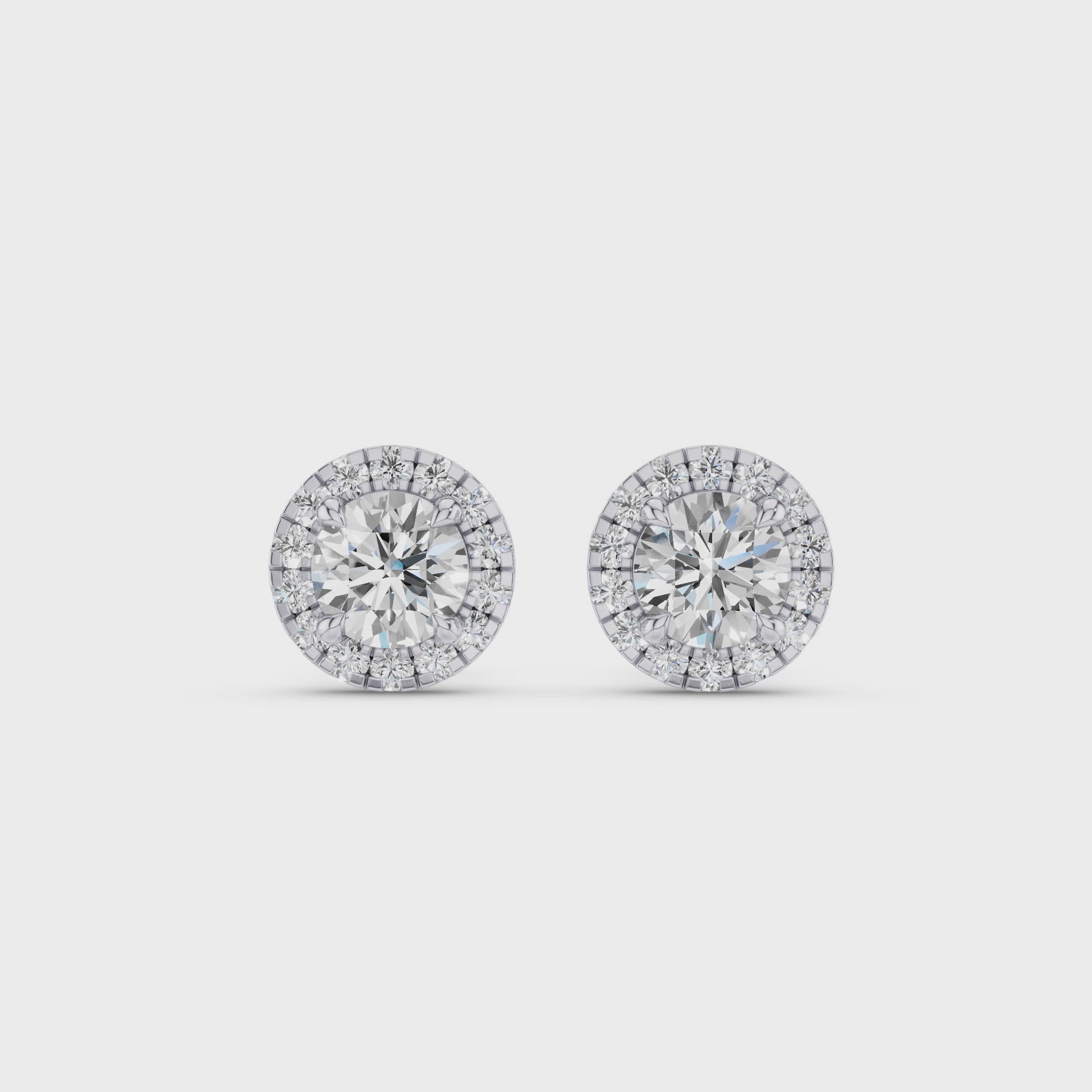 Round Diamond Halo Stud Earrings