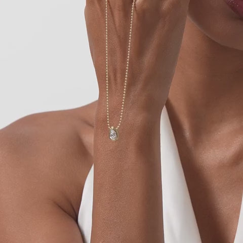 Pear Shape Bezel Set Beaded Necklace