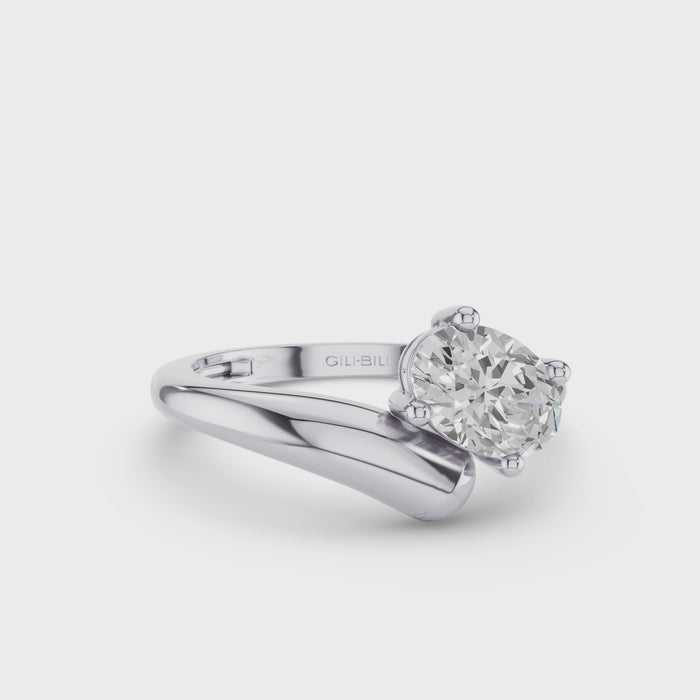 Oval Cut Lab Grown Diamond With Twist Band Ring