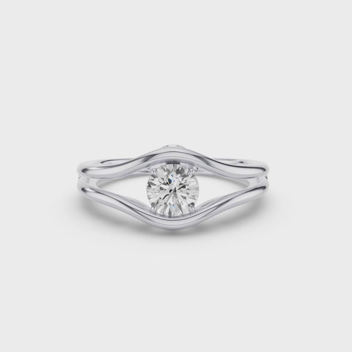 Unique Split Shank Round Lab Grown Diamond Engagement Ring