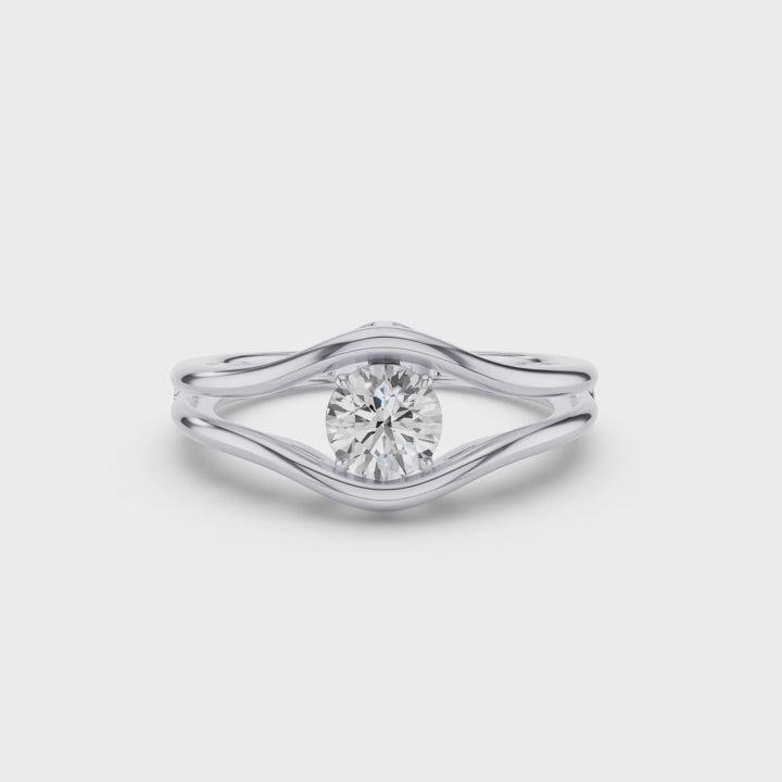 Unique Split Shank Round Lab Grown Diamond Engagement Ring