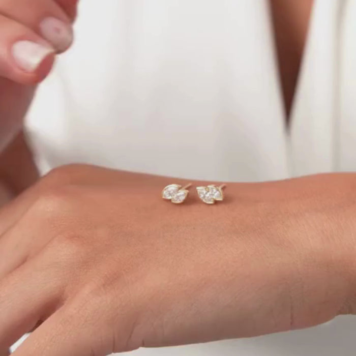 Double Marquise Diamond Bezel Set Stud Earrings