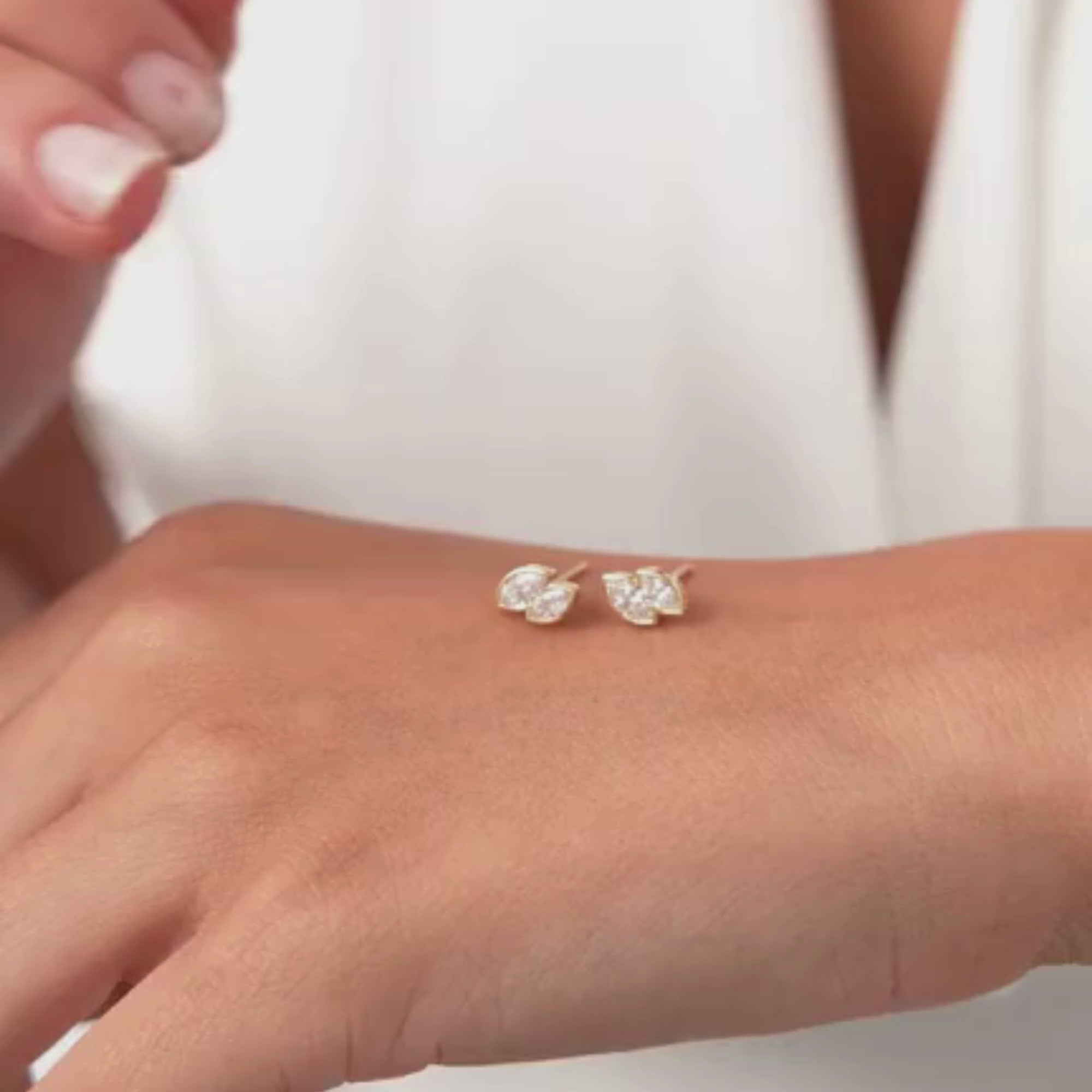 Double Marquise Diamond Bezel Set Stud Earrings