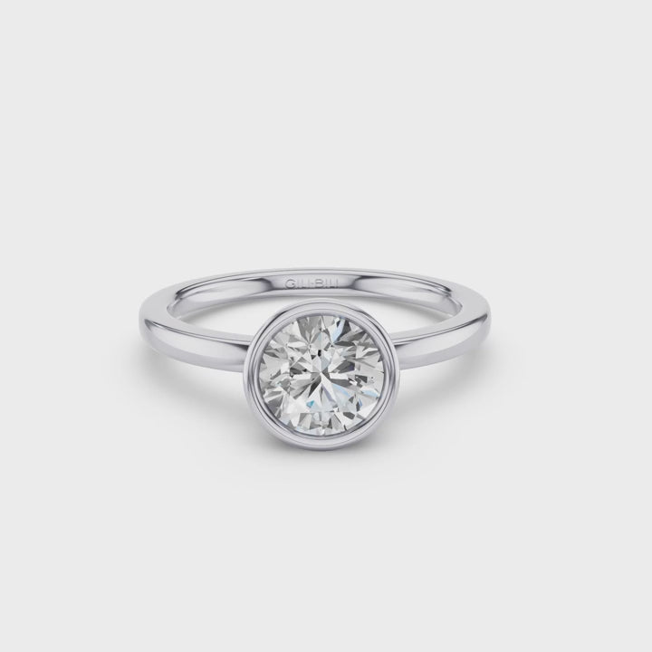 Round Shape Lab Grown Diamond Bezel Setting Engagement Ring