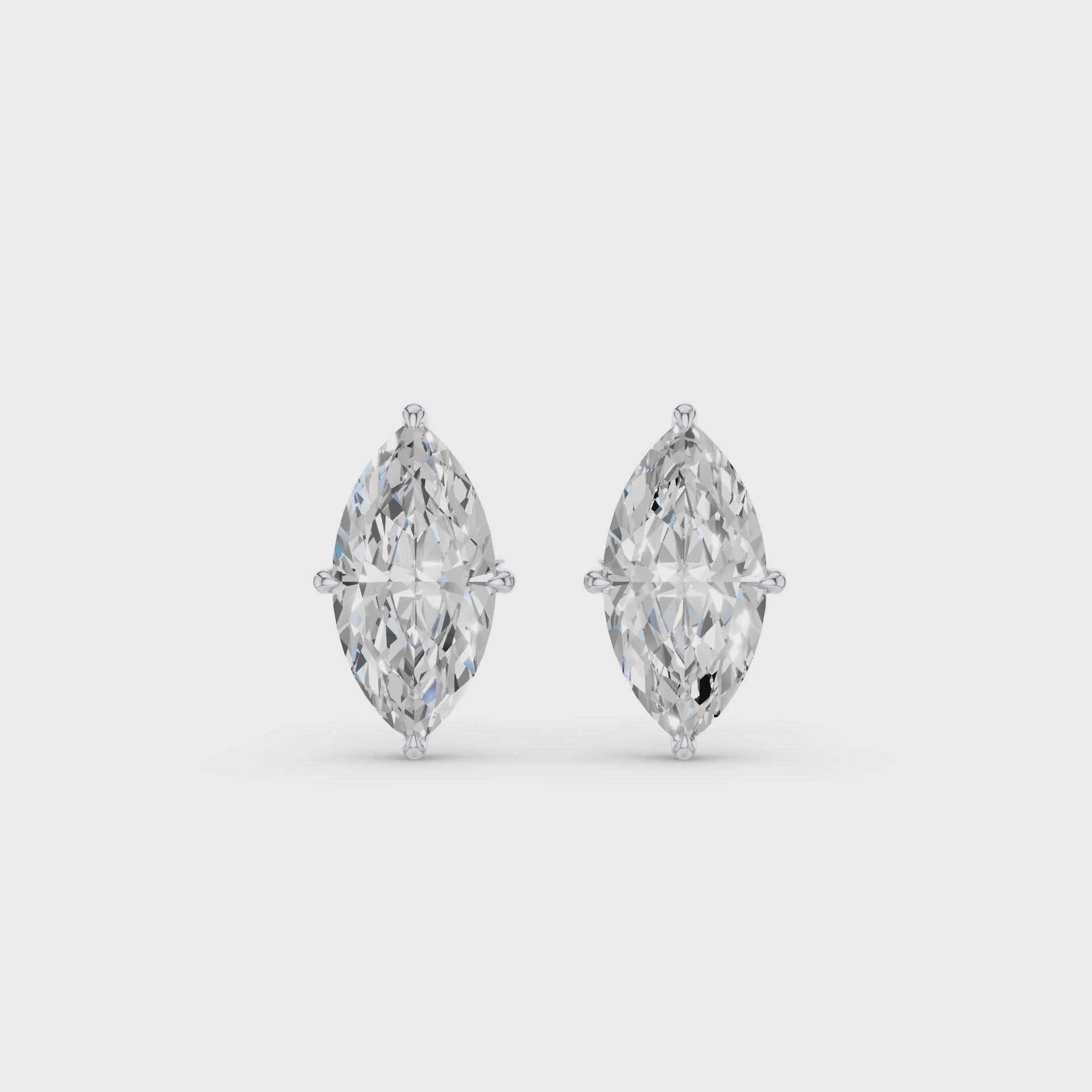 Classic Four Prong Marquise Shape Lab Grown Diamond Studs