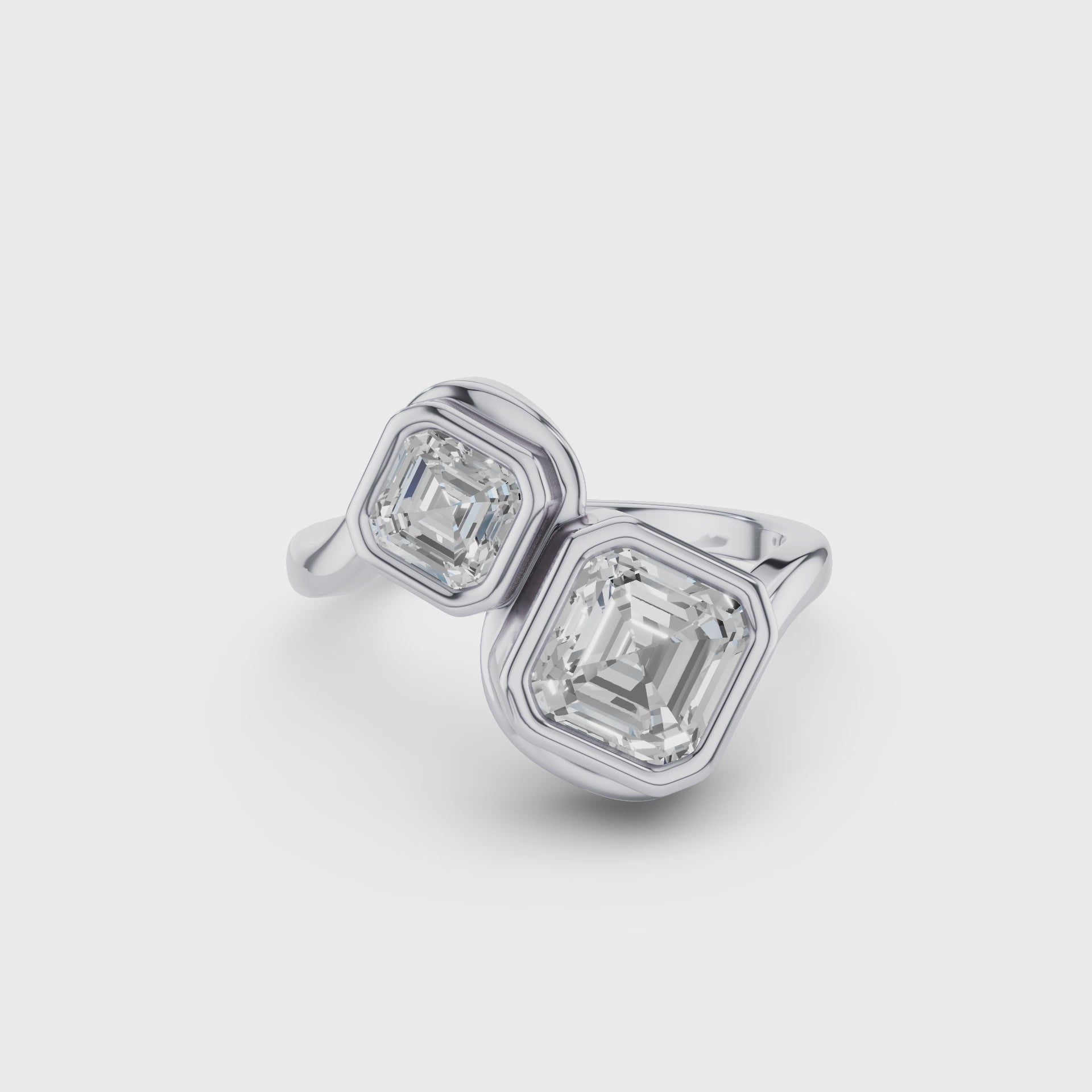 Toi et Moi Asscher Cut Lab Grown Diamond Unique Ring