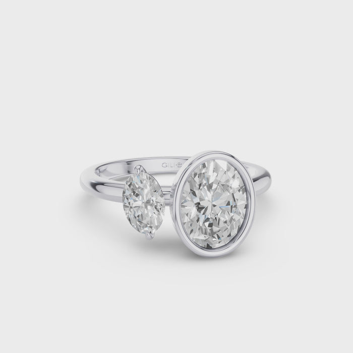 Oval Shaped Lab Grown Diamond Toi et Moi Ring