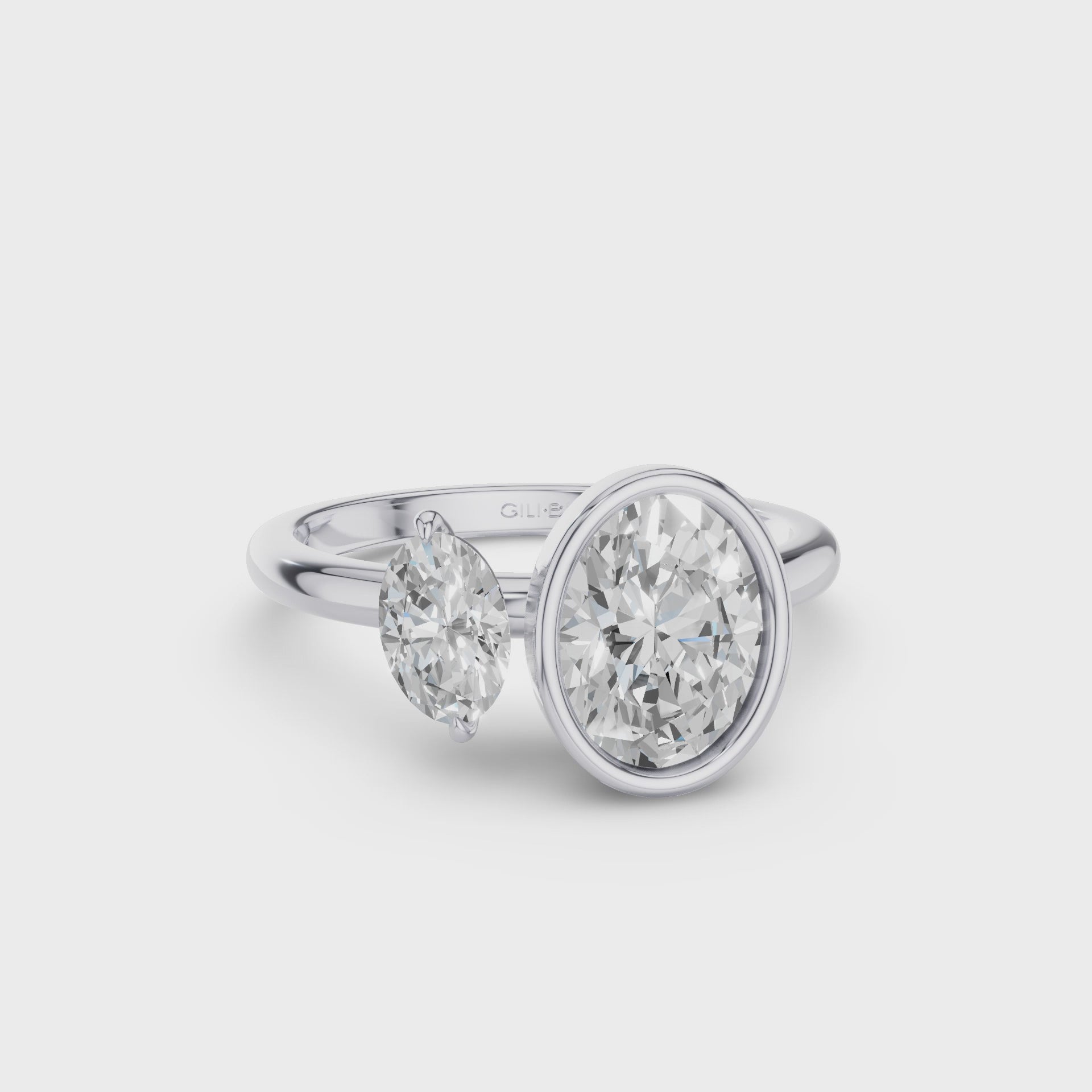 Oval Shaped Lab Grown Diamond Toi et Moi Ring