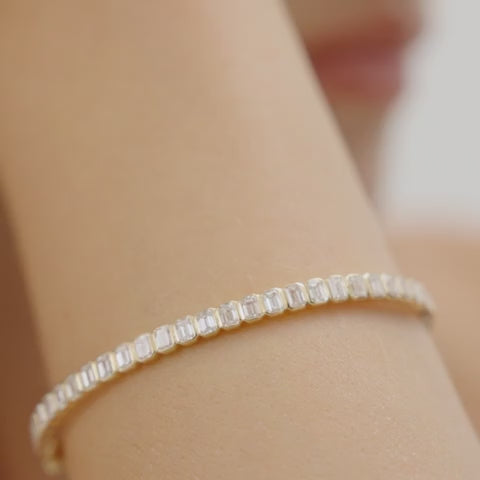 Emerald Cut Lab Grown Diamond Bangle