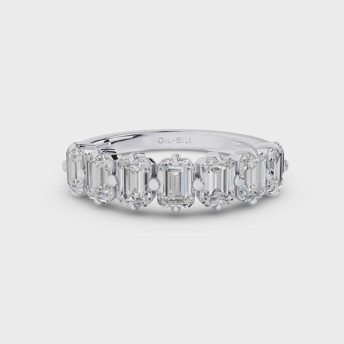 Emerald Cut Lab Diamond Half Eternity Anniversary Ring