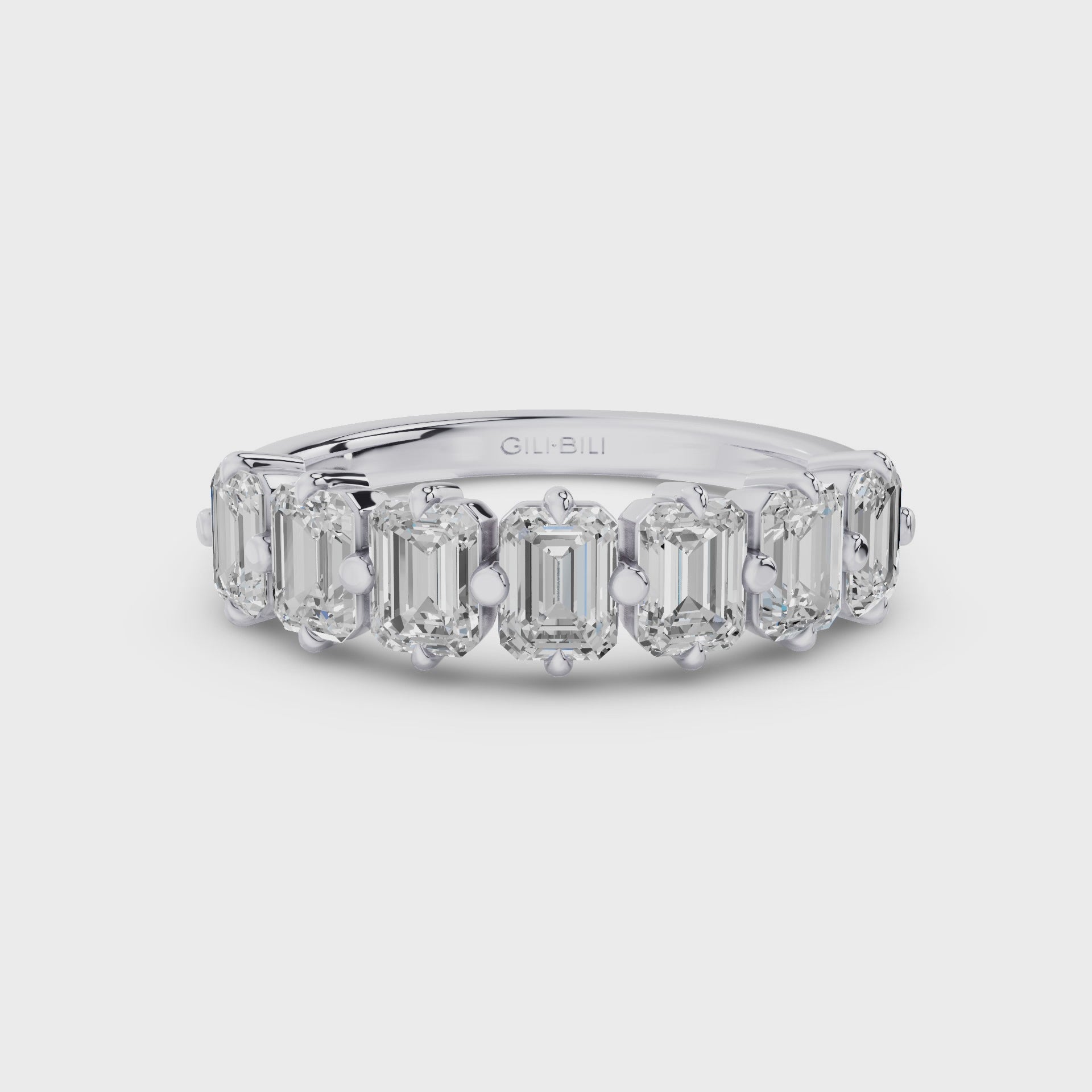 Emerald Cut Lab Diamond Half Eternity Anniversary Ring