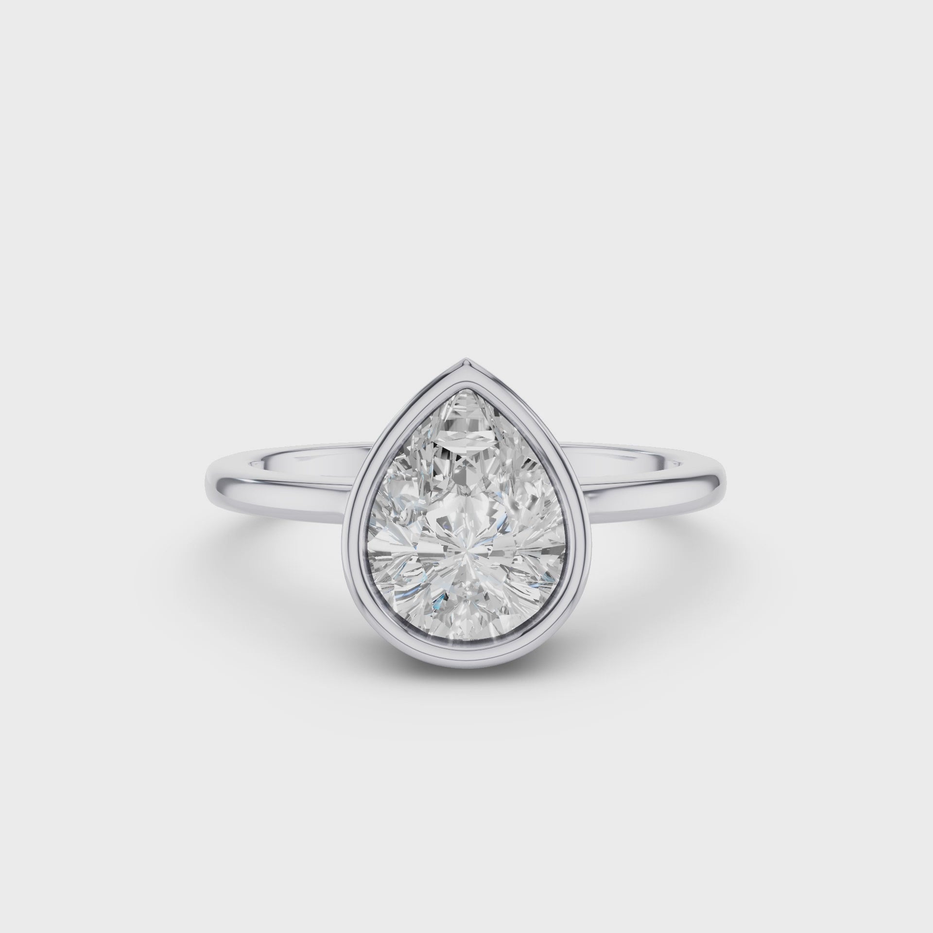 Pear Shape Bezel Setting Lab Grown Diamond Engagement Ring