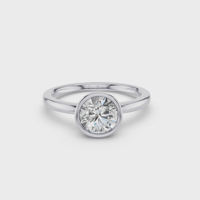 Round Shape Lab Grown Diamond Bezel Setting  Engagement Ring
