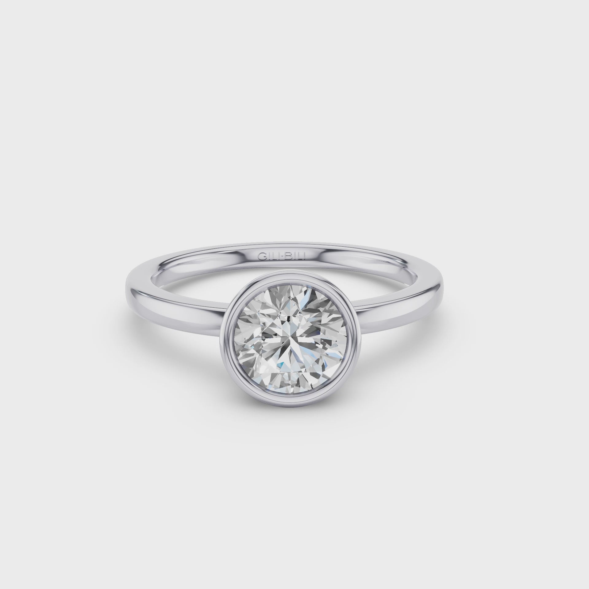 Round Shape Lab Grown Diamond Bezel Setting  Engagement Ring