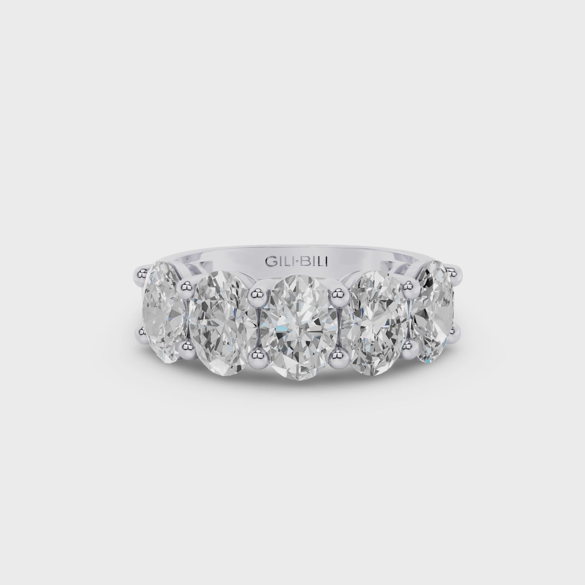 Five Stone Oval Shape Lab Grown Diamond Anniversary Ring