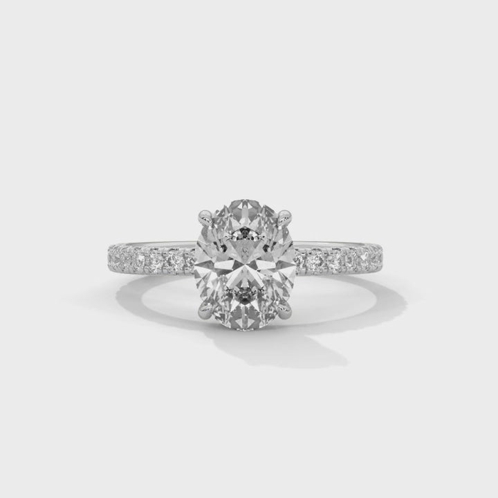 Hidden Halo Oval Diamond Ring