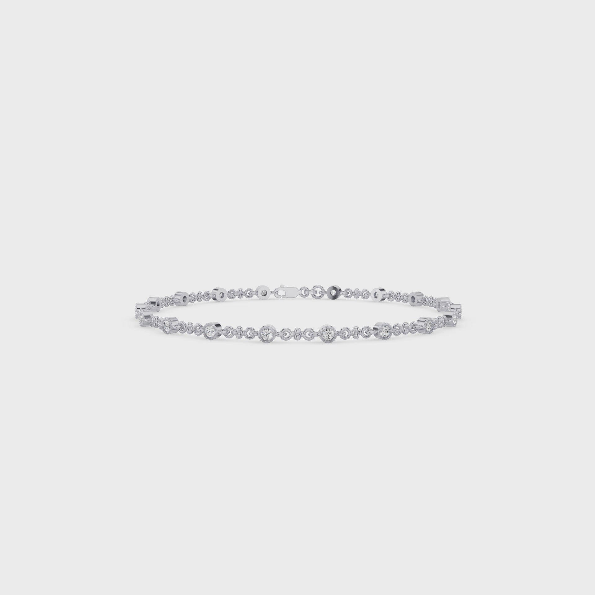 Bezel Set Diamond Milgrain Bracelet