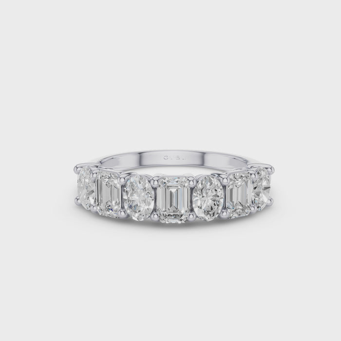 Emerald Oval Lab Grown Diamond Anniversary Band