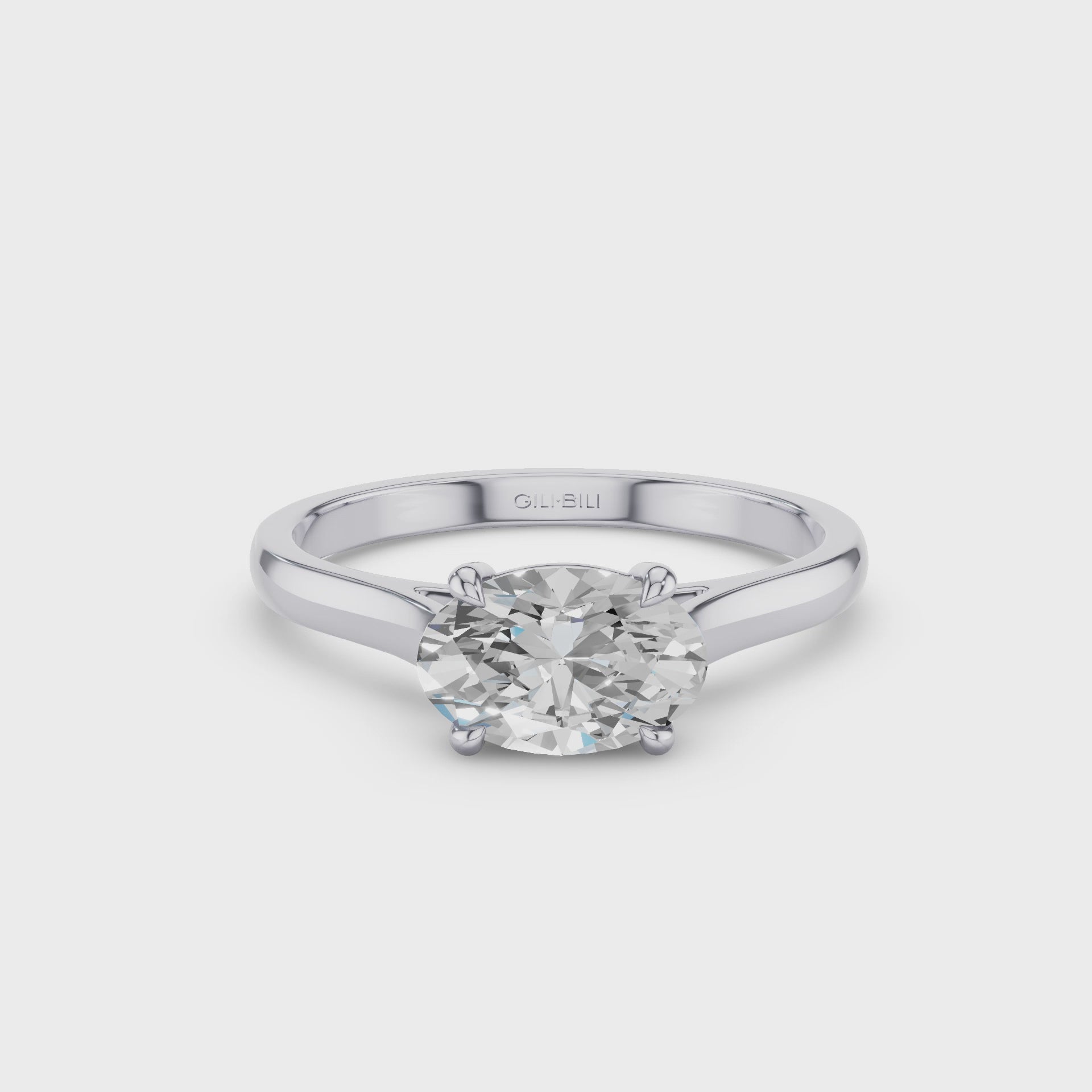 Oval Cut Lab Grown East West Set Diamond Ring