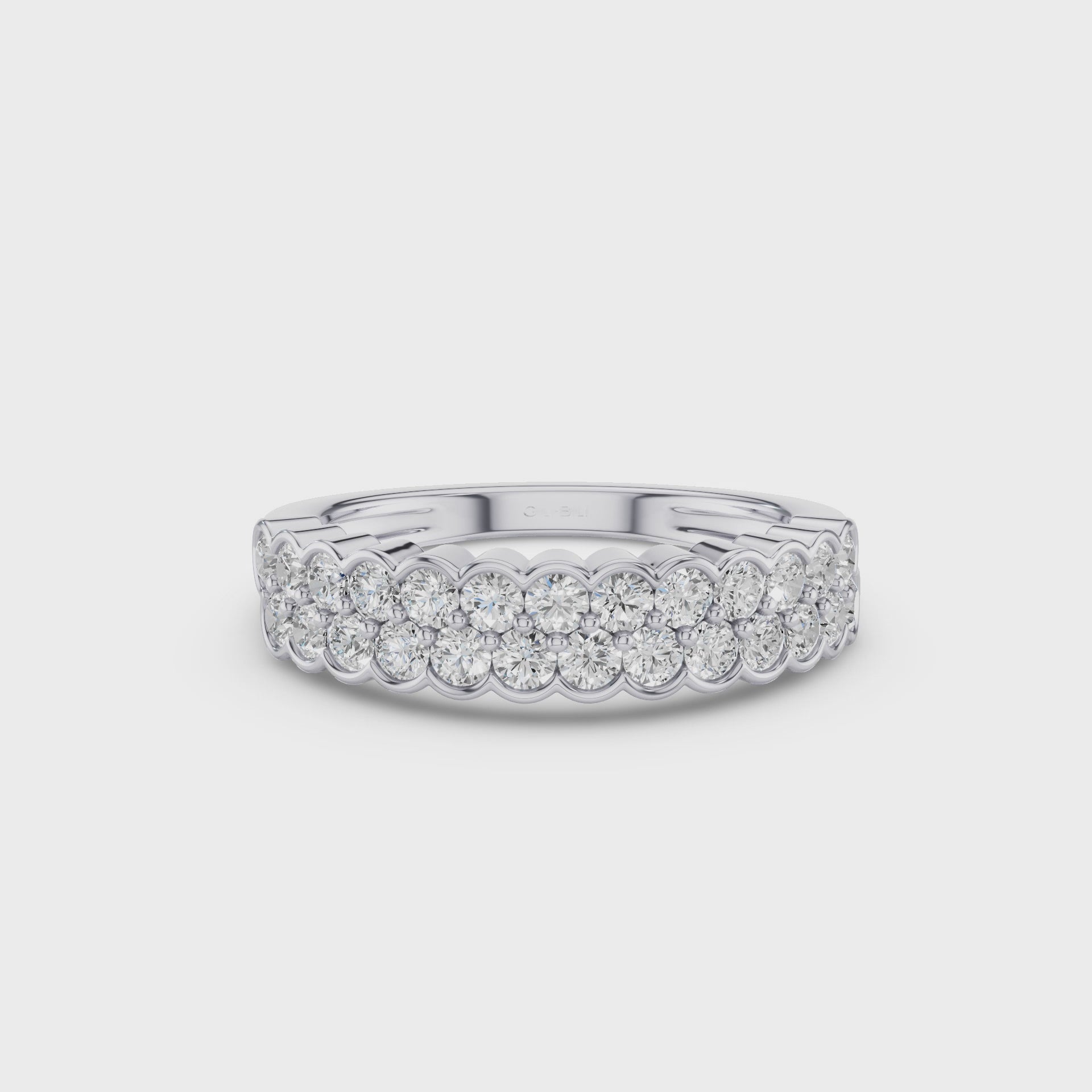 Double Row Half Bezel Set Lab Grown Diamond Wedding Ring