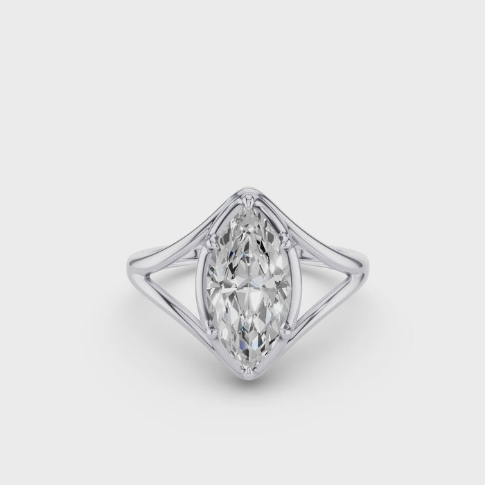 Marquise Shaped Lab Diamond Split Shank Engagement Ring