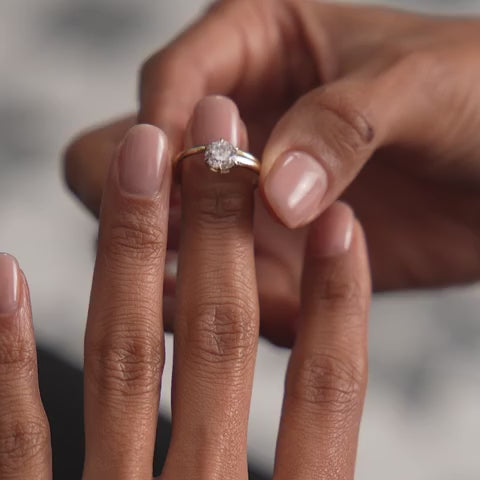 Round Lab Diamond Unique Solitaire Ring