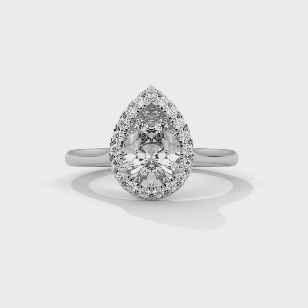 Pear white gold ring