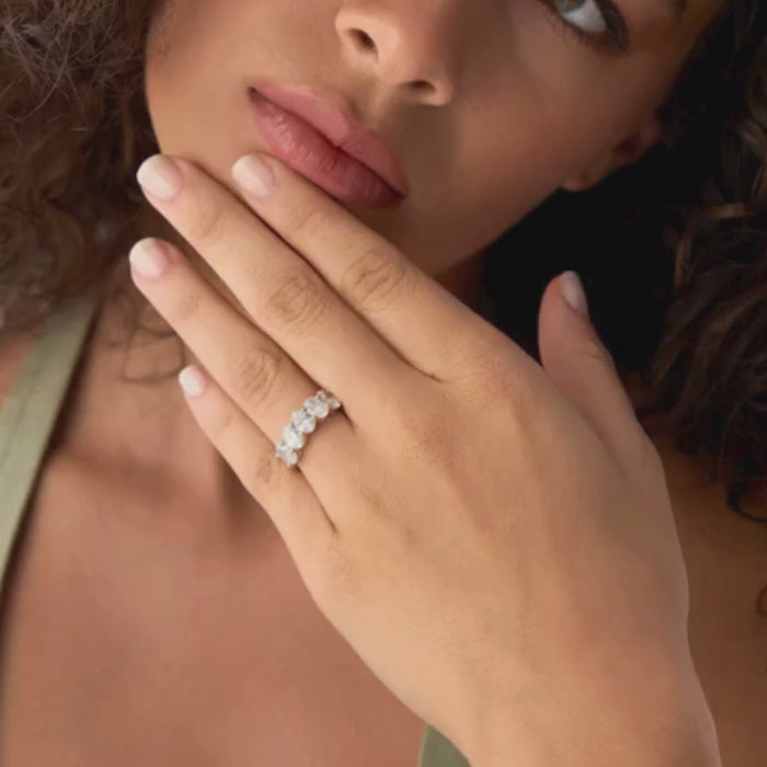 Five Stone Oval Shape Lab Grown Diamond Anniversary Ring