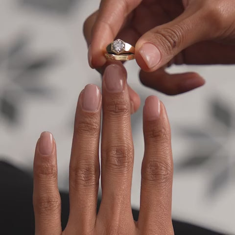 Hexagon Round Lab Grown Diamond Ring