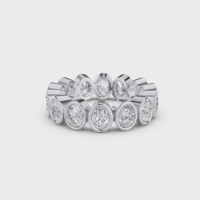 Full Eternity Oval Shape Lab Grown Diamond Bezel Set Ring