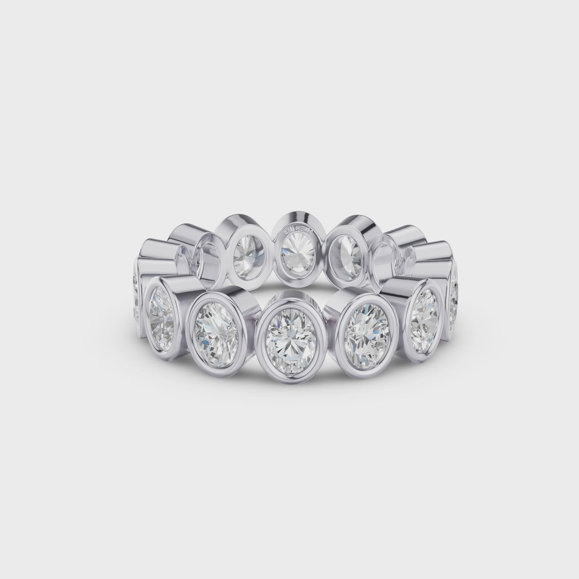 Full Eternity Oval Shape Lab Grown Diamond Bezel Set Ring