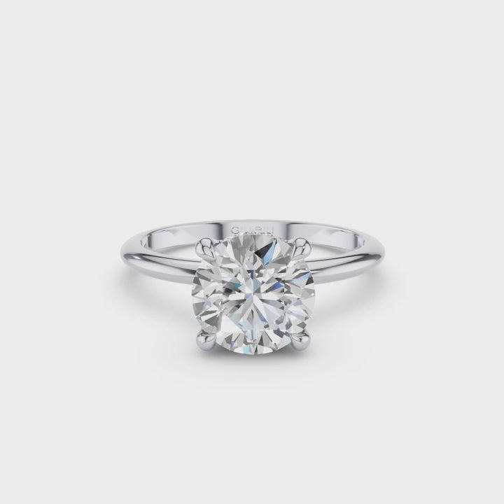 Round Brilliant Lab Grown Diamond Engagement Ring with Hidden Halo