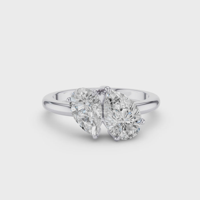 Toi et Moi Pear Shaped Lab Grown Diamond Ring