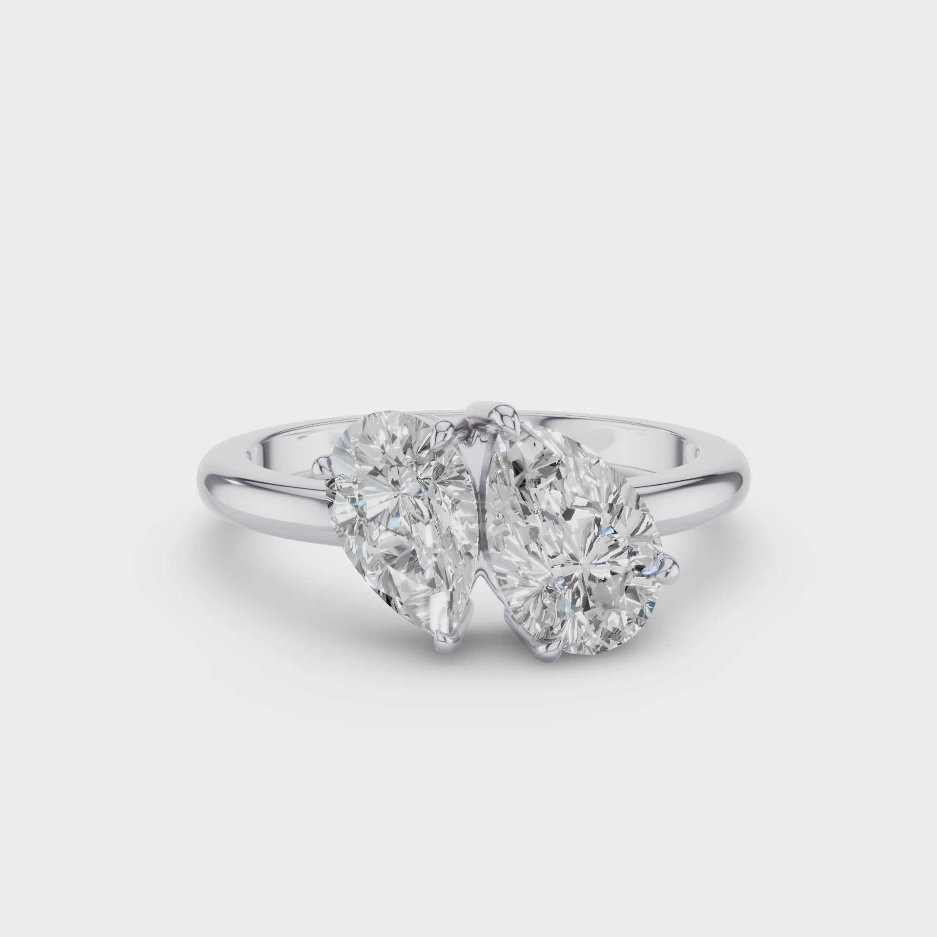 Toi et Moi Pear Shaped Lab Grown Diamond Ring