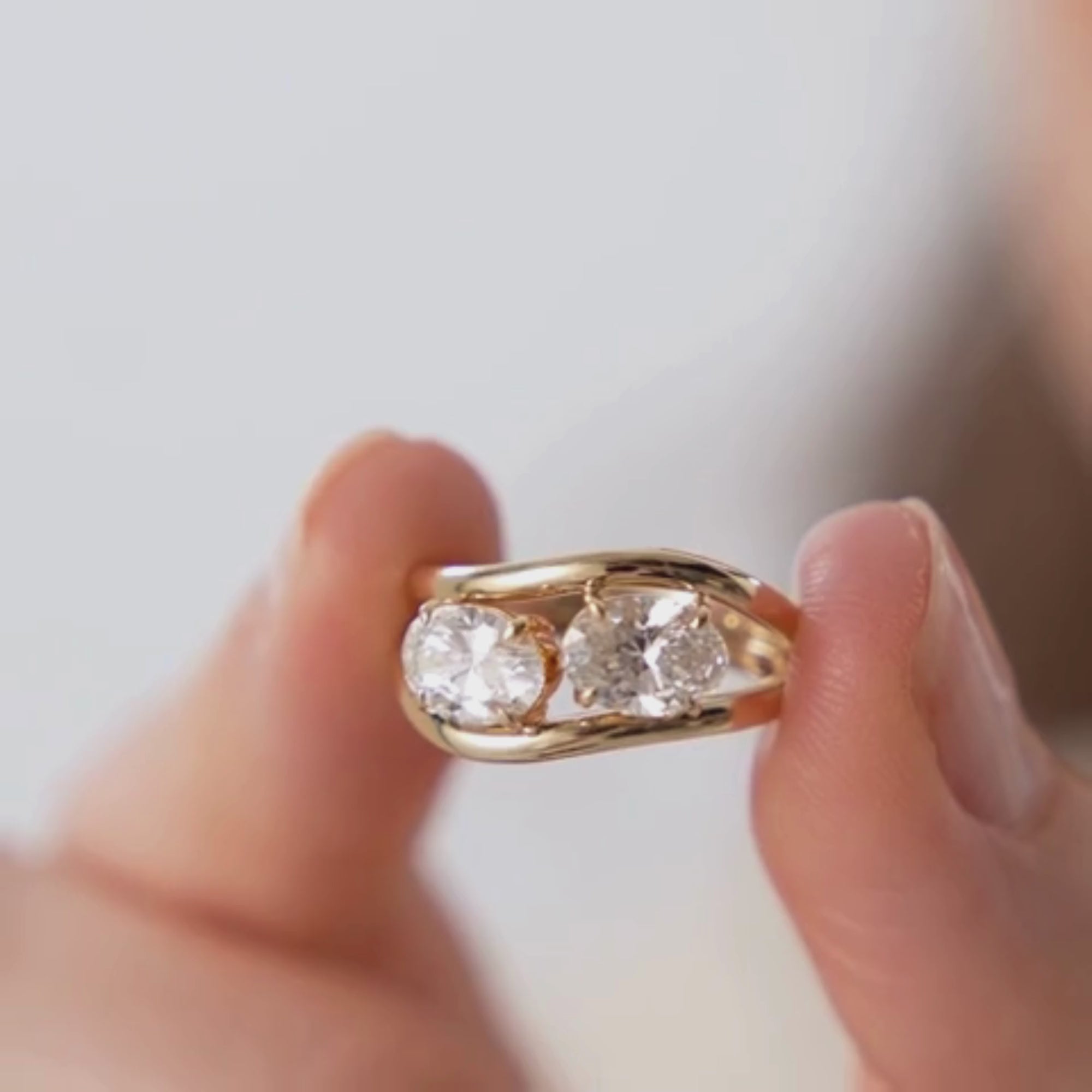 Duo Oval Shaped Lab Grown Diamond Stacked Rings