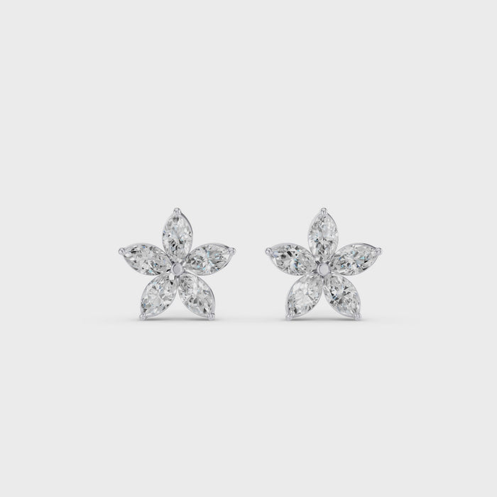 Marquise Shaped Lab Grown Diamond Floral Studs