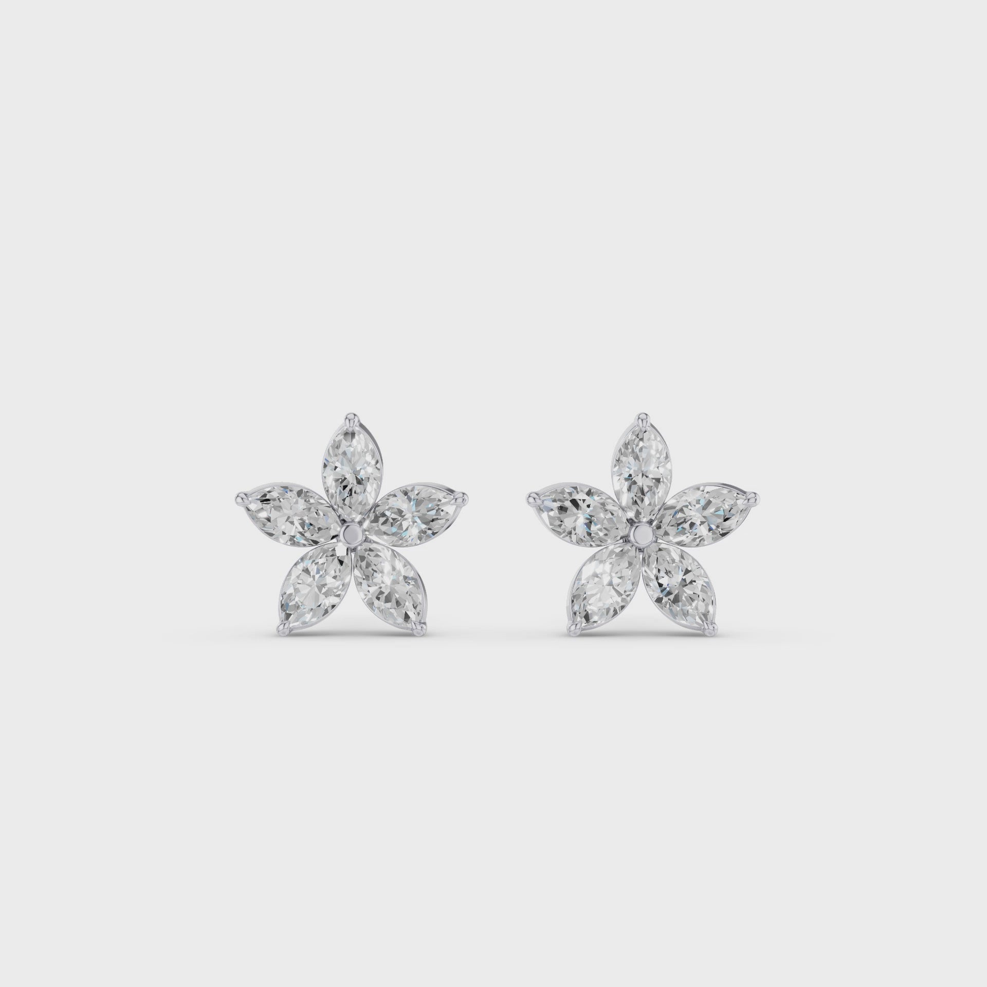 Marquise Shaped Lab Grown Diamond Floral Studs