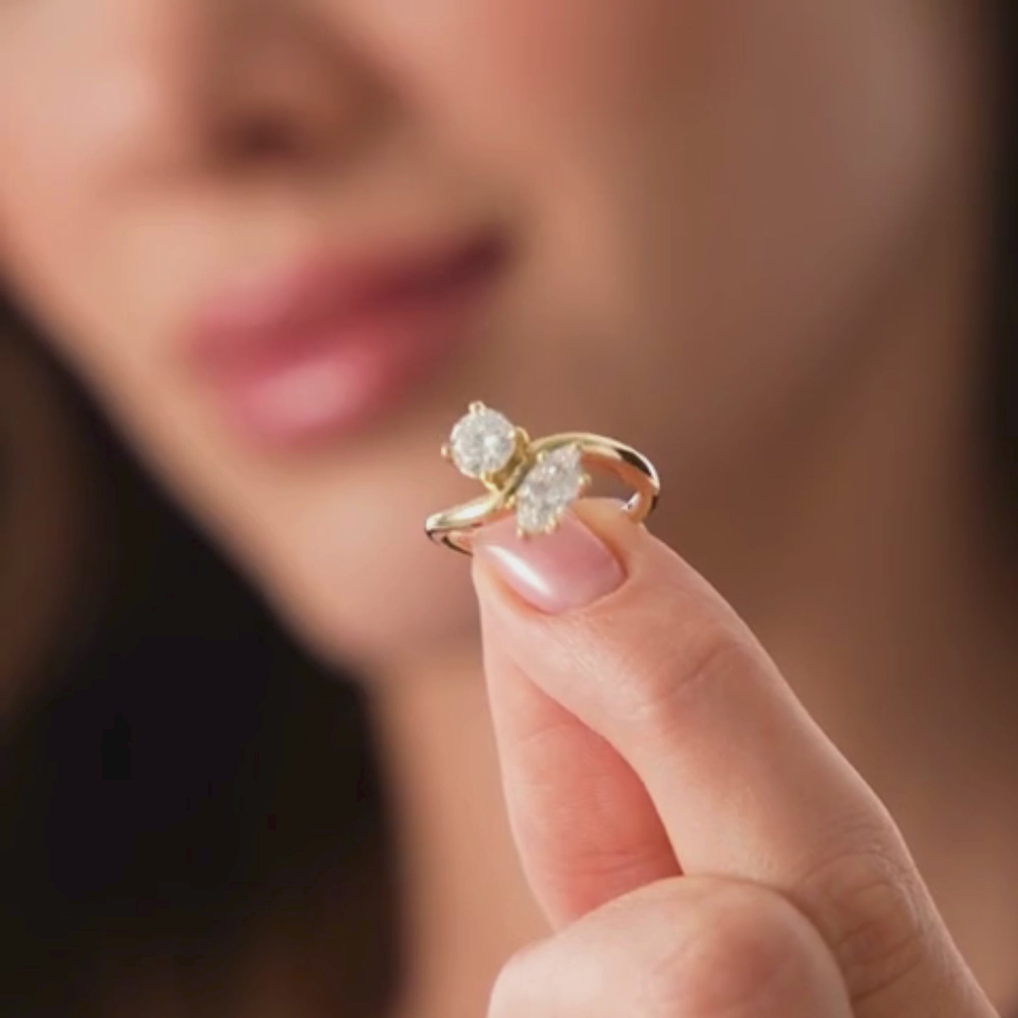 Marquise & Round Lab Grown Diamond Toi Et Moi Ring