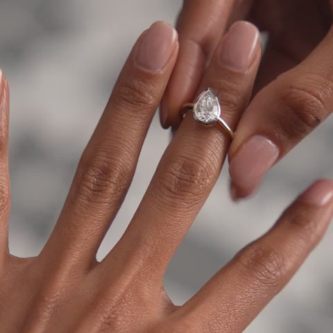 Pear Shaped Lab Grown Diamond Modern Engagement Ring