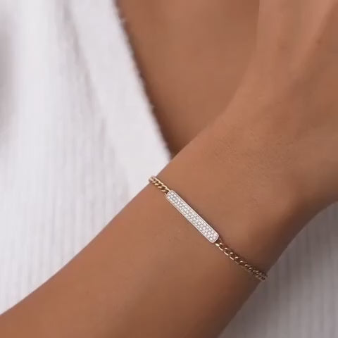 Diamond Pavé Bar Curb Link Bracelet