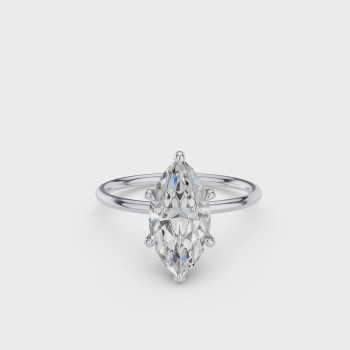 Marquise Shape Solitaite Lab Grown Diamond Prong Setting Engagement Ring