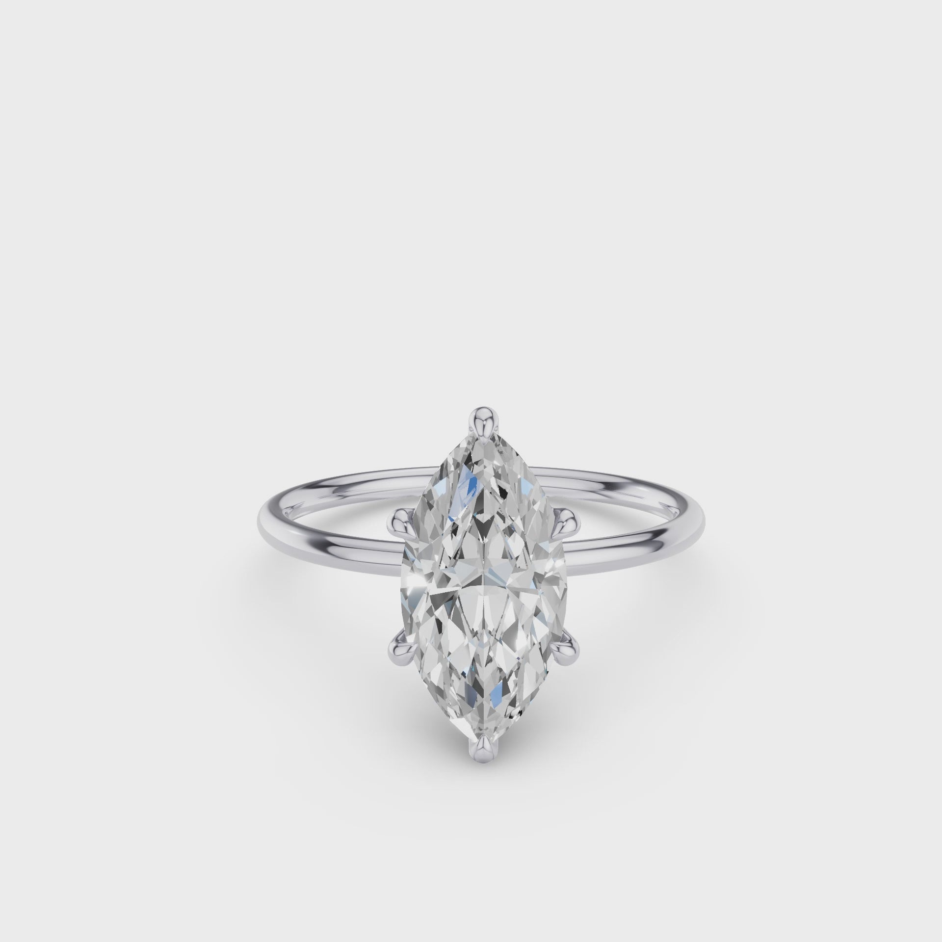 Marquise Shape Solitaite Lab Grown Diamond Prong Setting Engagement Ring