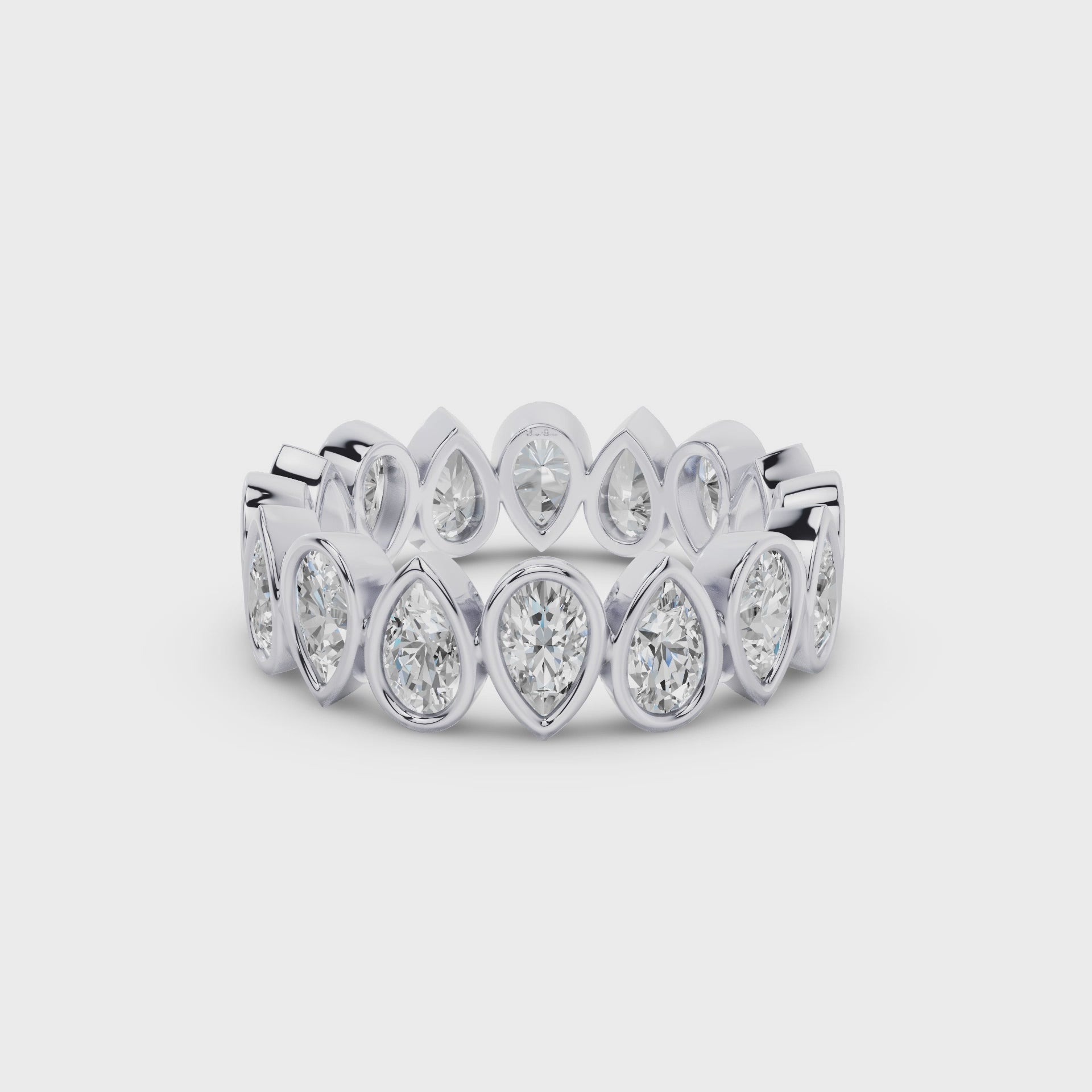 Bezel Setting Pear Shaped Lab Grown Diamond Eternity Ring