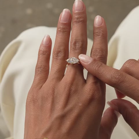 Marquise Shape West East Lab Grown Diamond Solitaire Ring