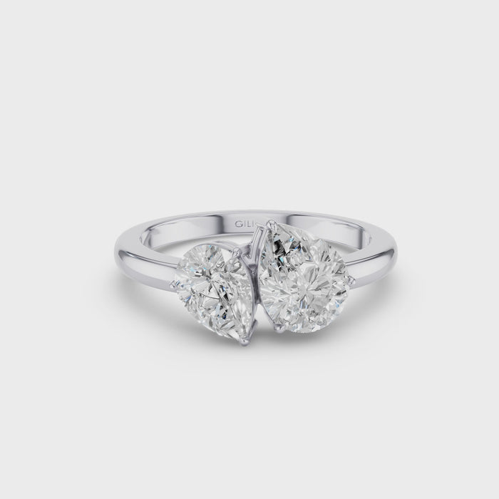 Toi et Moi Pear Shaped Lab Grown Diamond Ring