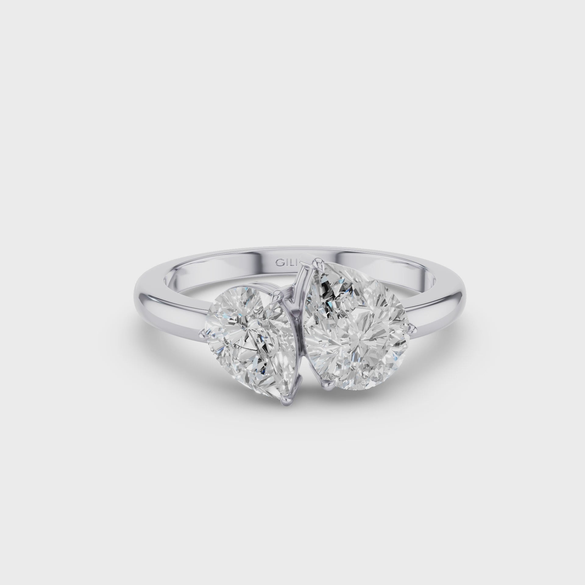 Toi et Moi Pear Shaped Lab Grown Diamond Ring
