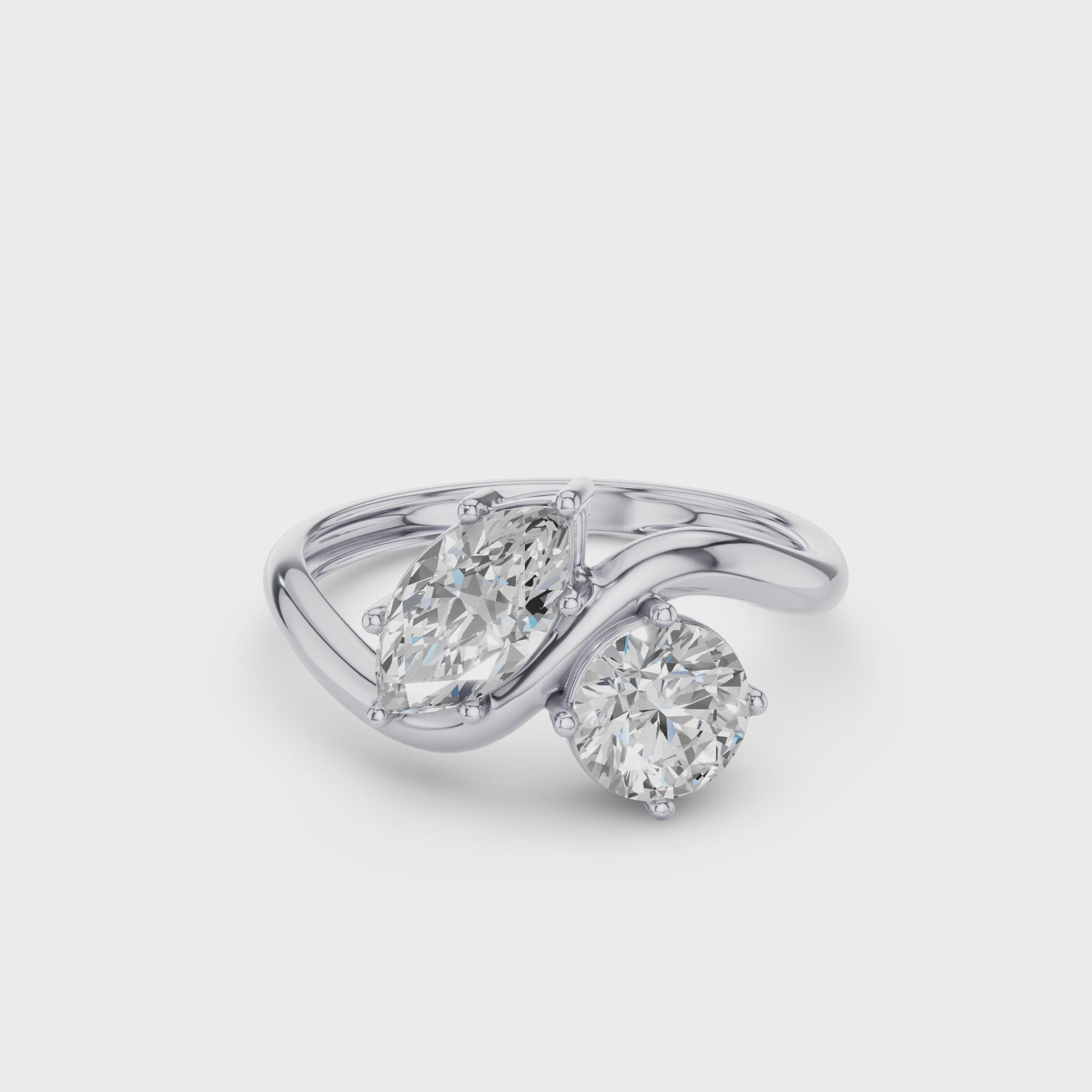 Marquise & Round Lab Grown Diamond Toi Et Moi Ring