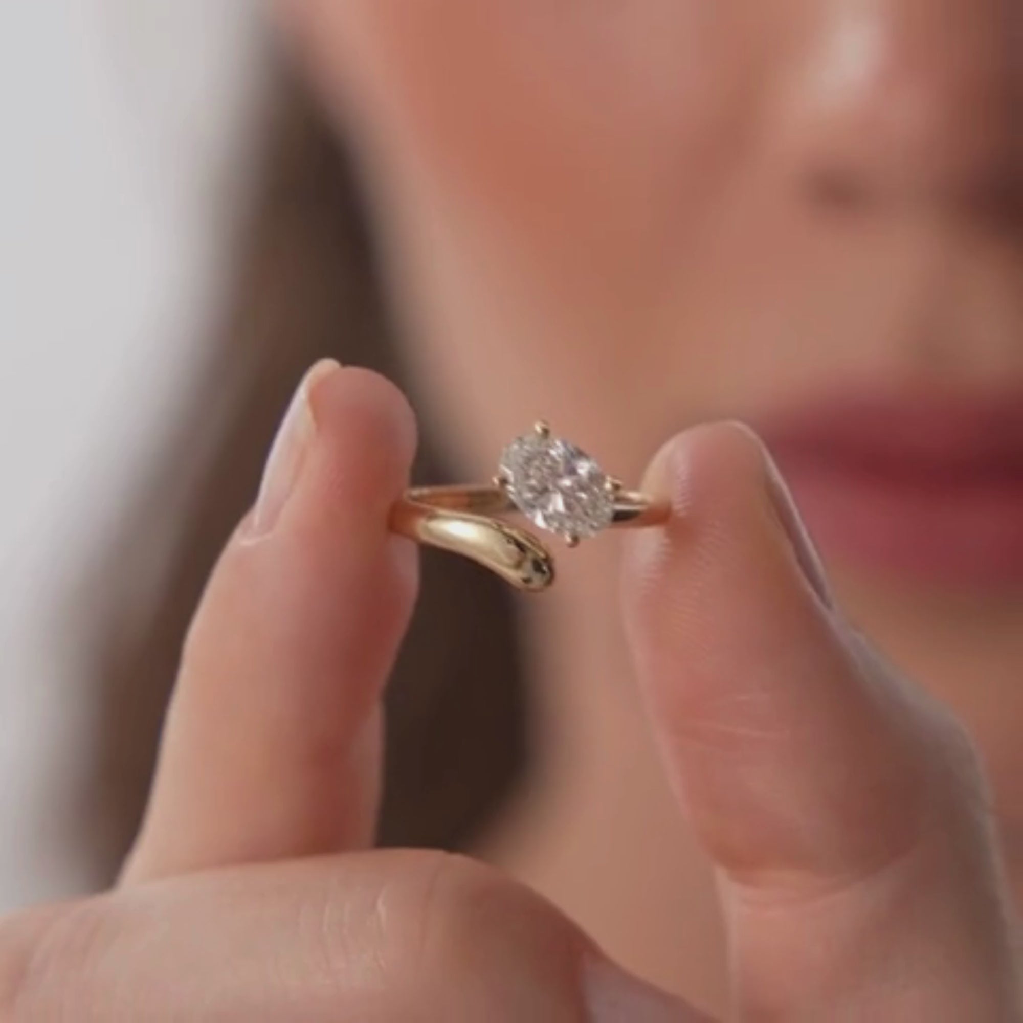Oval Cut Lab Grown Diamond With Twist Band Ring